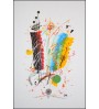 Peinture acrylique - Jeu de couleurs, ronds abstraits sur fond blanc