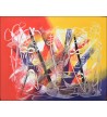 Peinture acrylique, abstrait masques  Baoulés