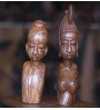 Paire bustes africains homme et femme en teck